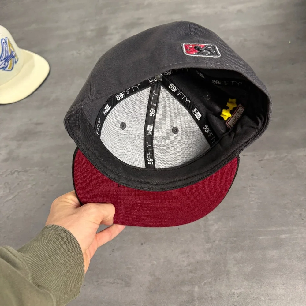 Hat‎ Club Wichita Wranglers New Era Cap 7 1/4 Gray Burgundy Horror Pack Metallic